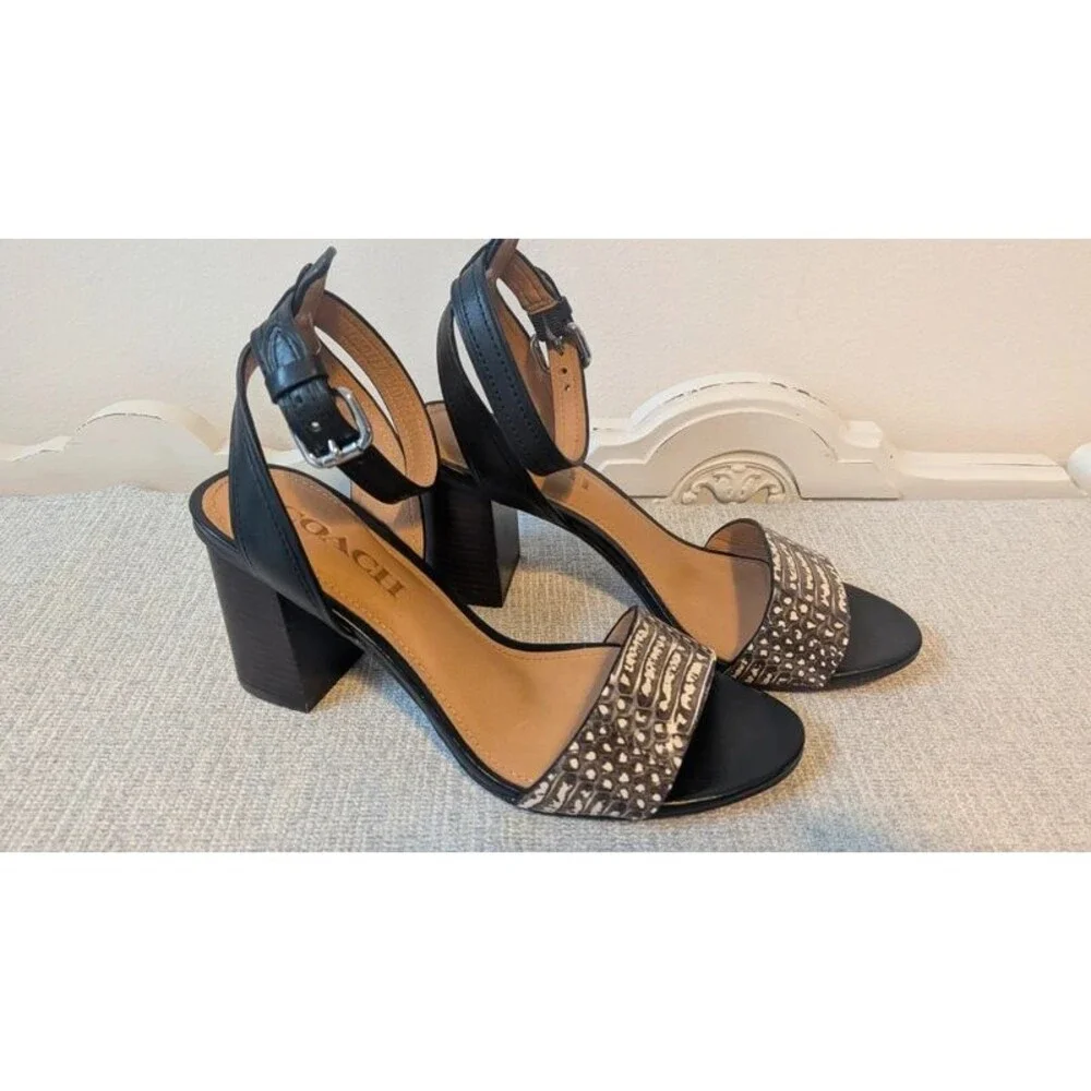 Coach Paige Snake Skin Ankle Heels Size 6.5